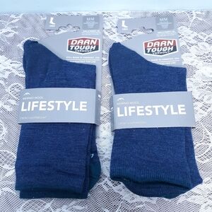 2, Darn Tough Womens Blue Lifestyle Lightweight Crew Socks Merino Wool Blend